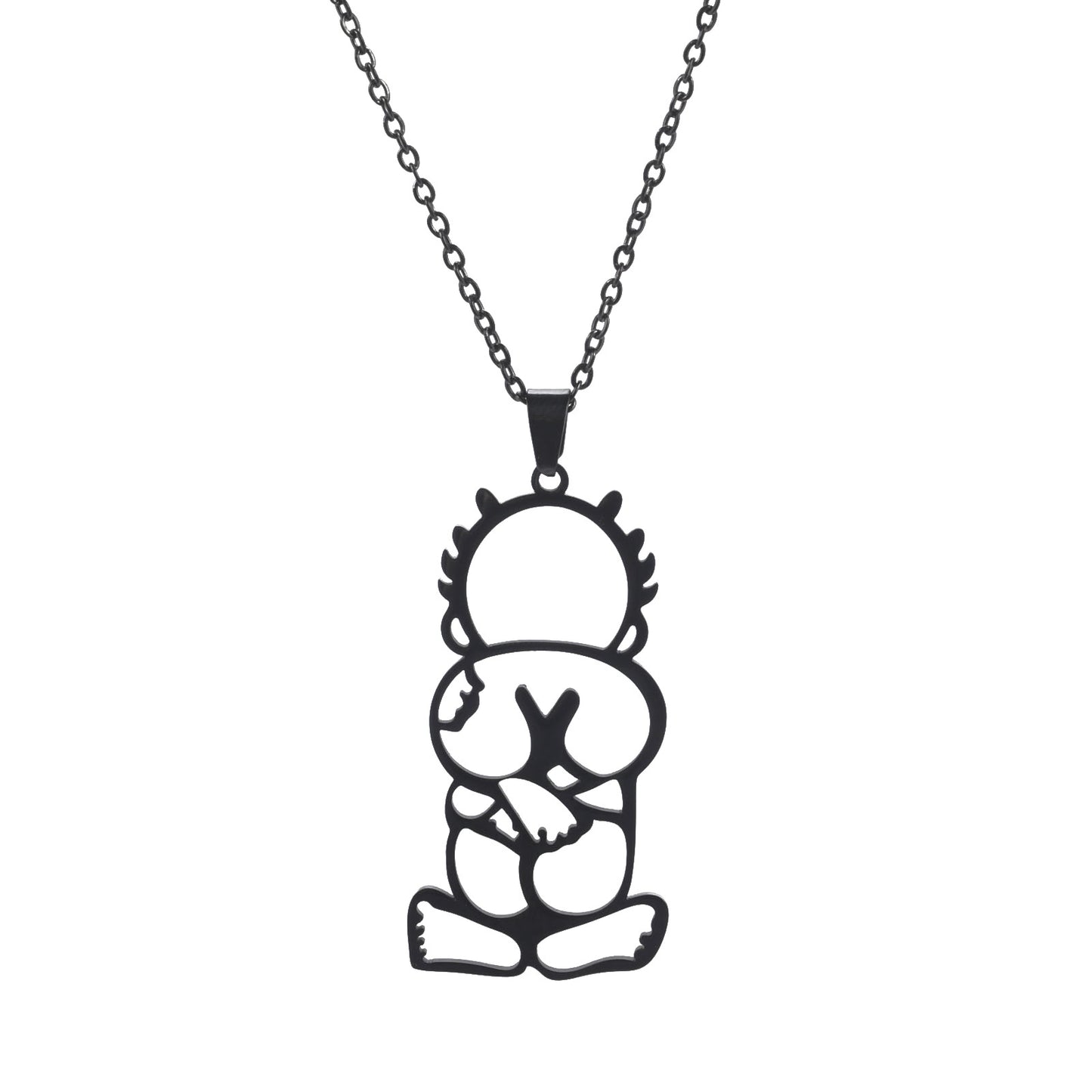 Cartoon Titanium Steel Cut Double-sided Polished Hollow Back Pendant Necklace