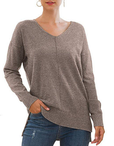 V-neck Batwing Sleeve Knitted Sweater