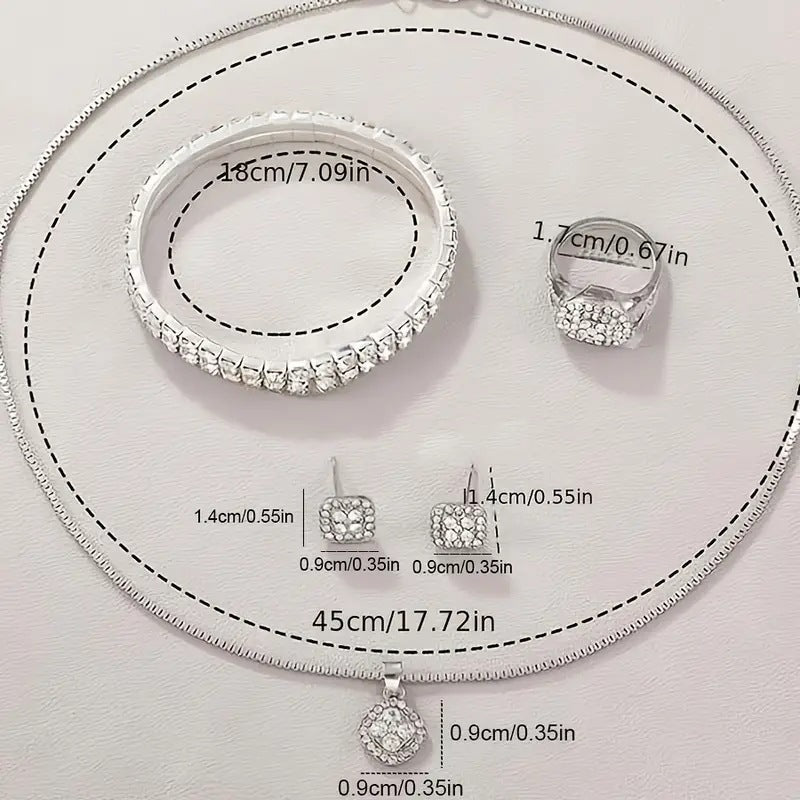 Conjunto de cinco piezas de reloj de cuarzo romano de moda con diamantes para mujer