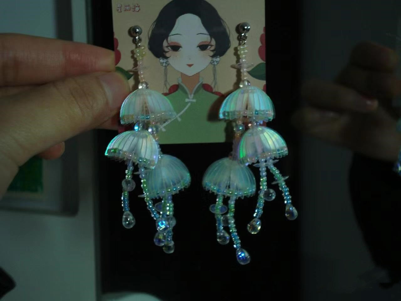 Orihinal na Handmade Jellyfish Earrings