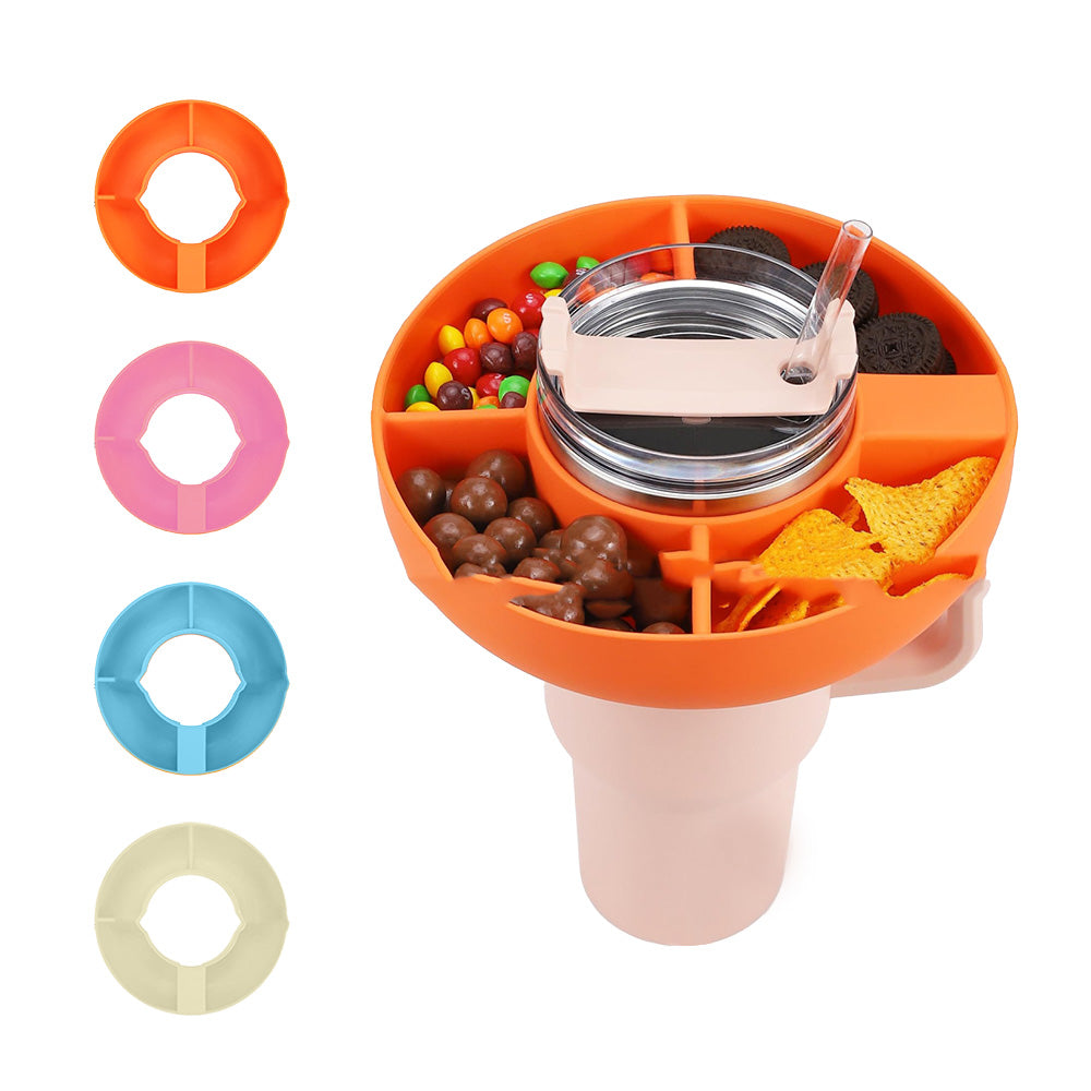 Silicone Snack Para sa Cup 40 Oz Reusable Snack Container 4 Compartment Snack Platters Cup Snack Bowl Cup Holder Food Tray