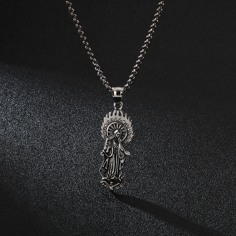 Catholic Virgin Mary Pendant Necklace Religious Stainless Steel Accessories