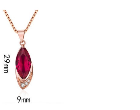 Female Rose Ruby Pendant Clavicle Chain