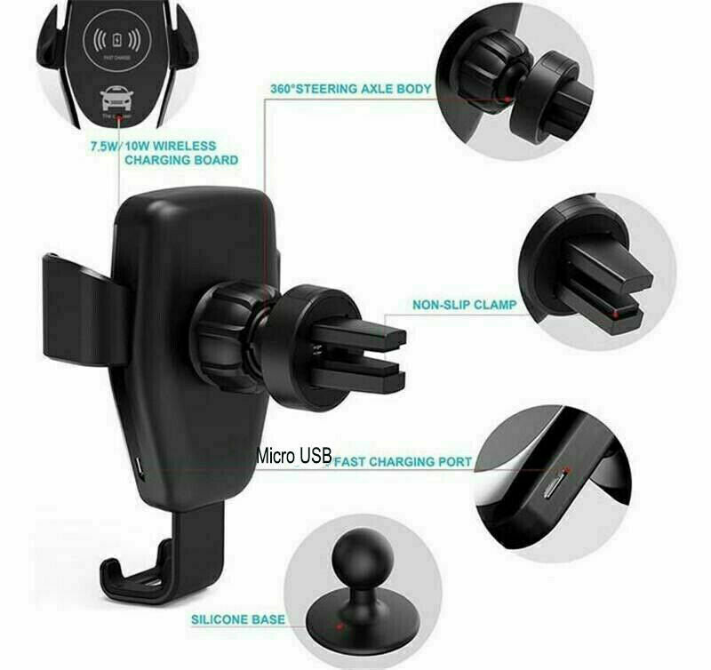 10W QI Wireless Fast Car Charger Mount Holder Stand Awtomatikong Clamping Charging