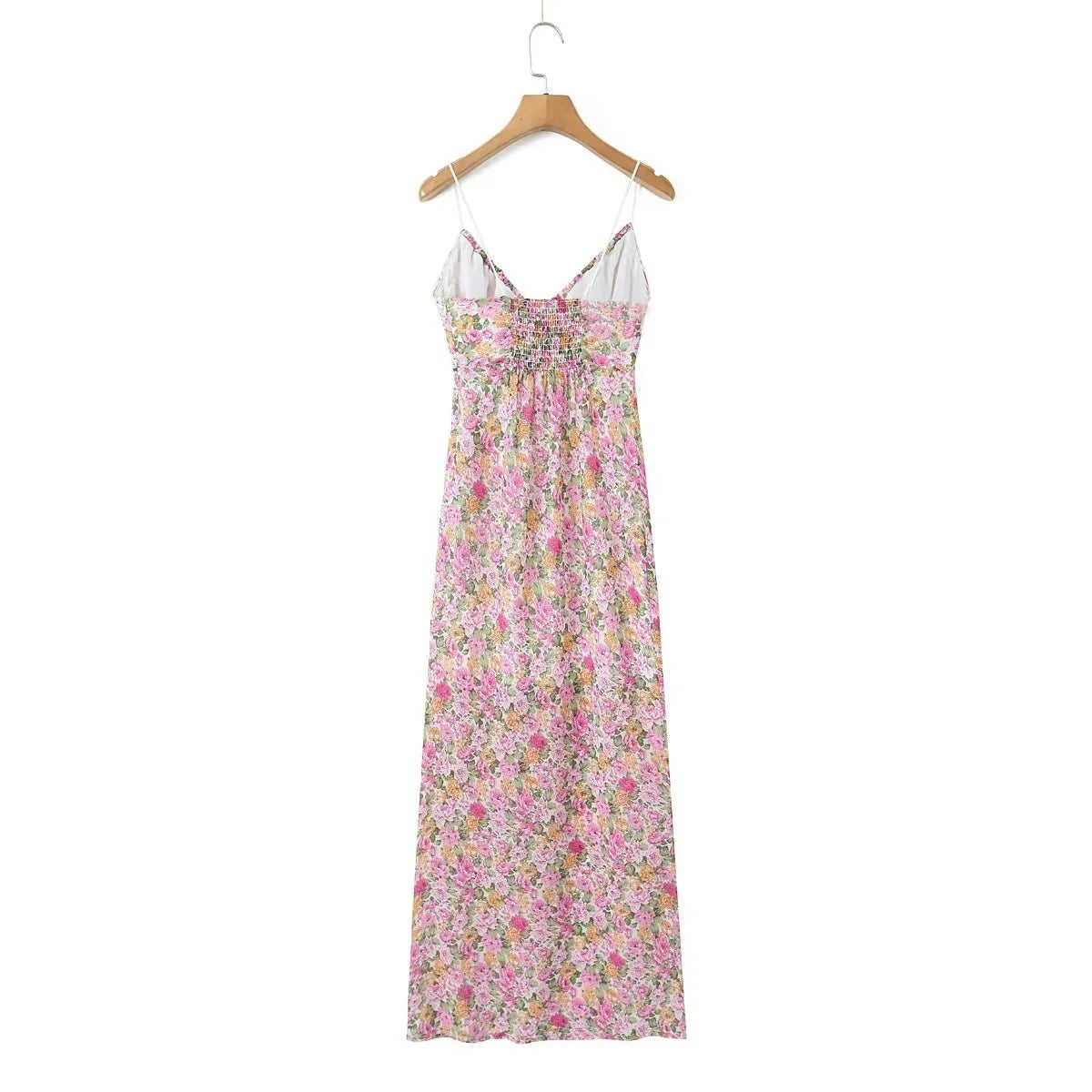 Vestido lencero floral de encaje con cuello en V Blogger Ins europeo y americano