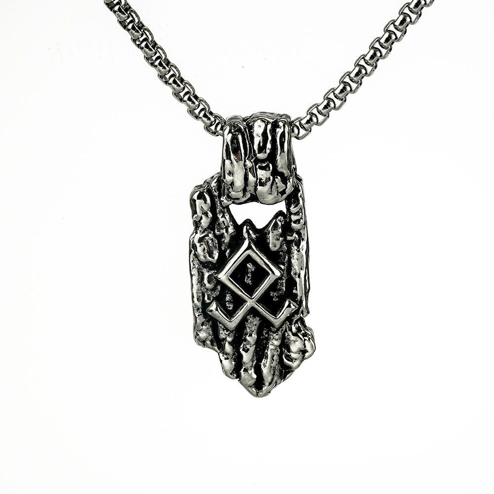 Retro Nordic Men's Stainless Steel Pendant Personalized Viking Rune Necklace Pendant