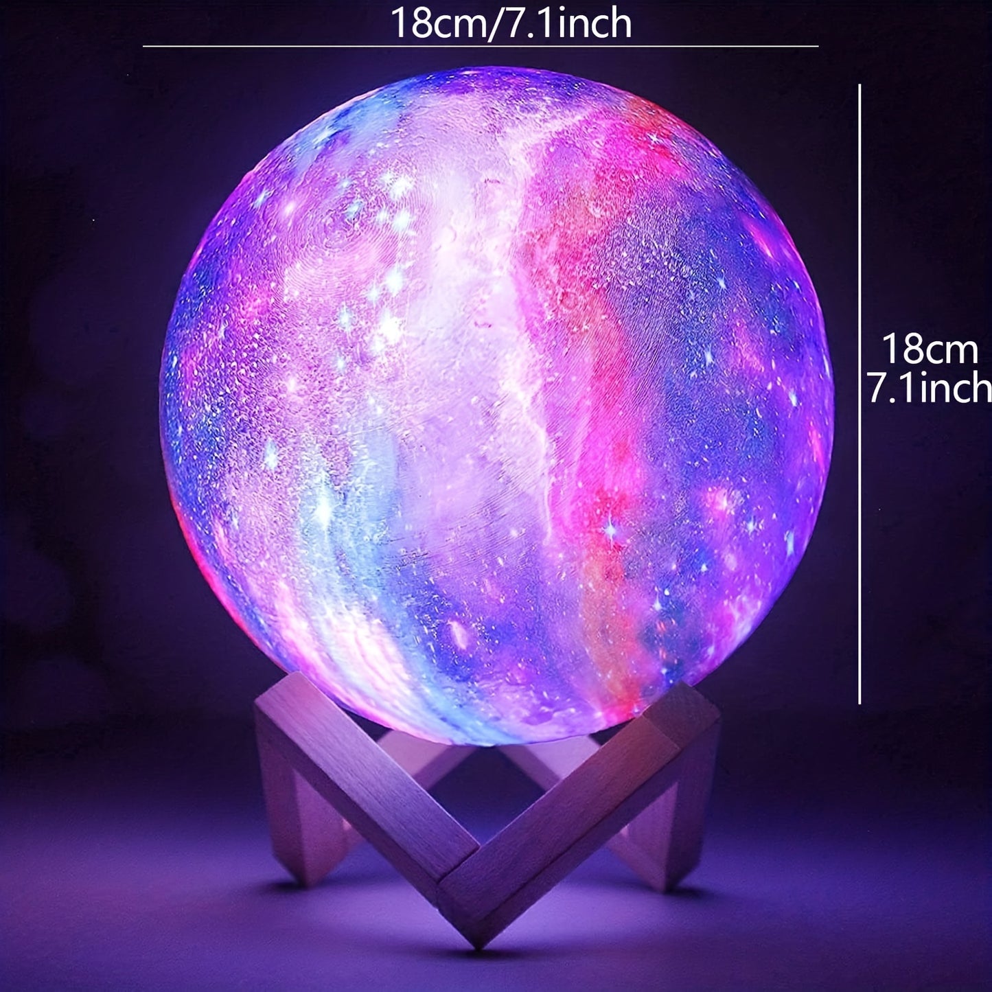 Lámpara de galaxia con impresión 3D, luz de luna, USB, LED, luz Lunar nocturna, lámpara de Luna que cambia de Color táctil