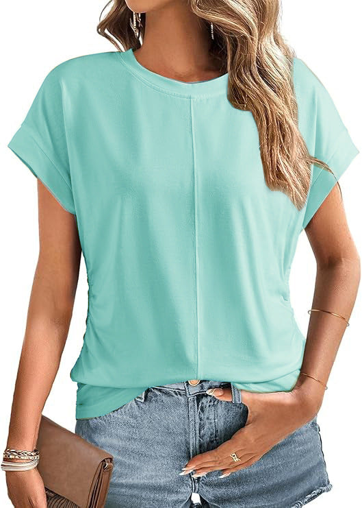 Women's Fashionable Side Raglan Short-sleeved Top