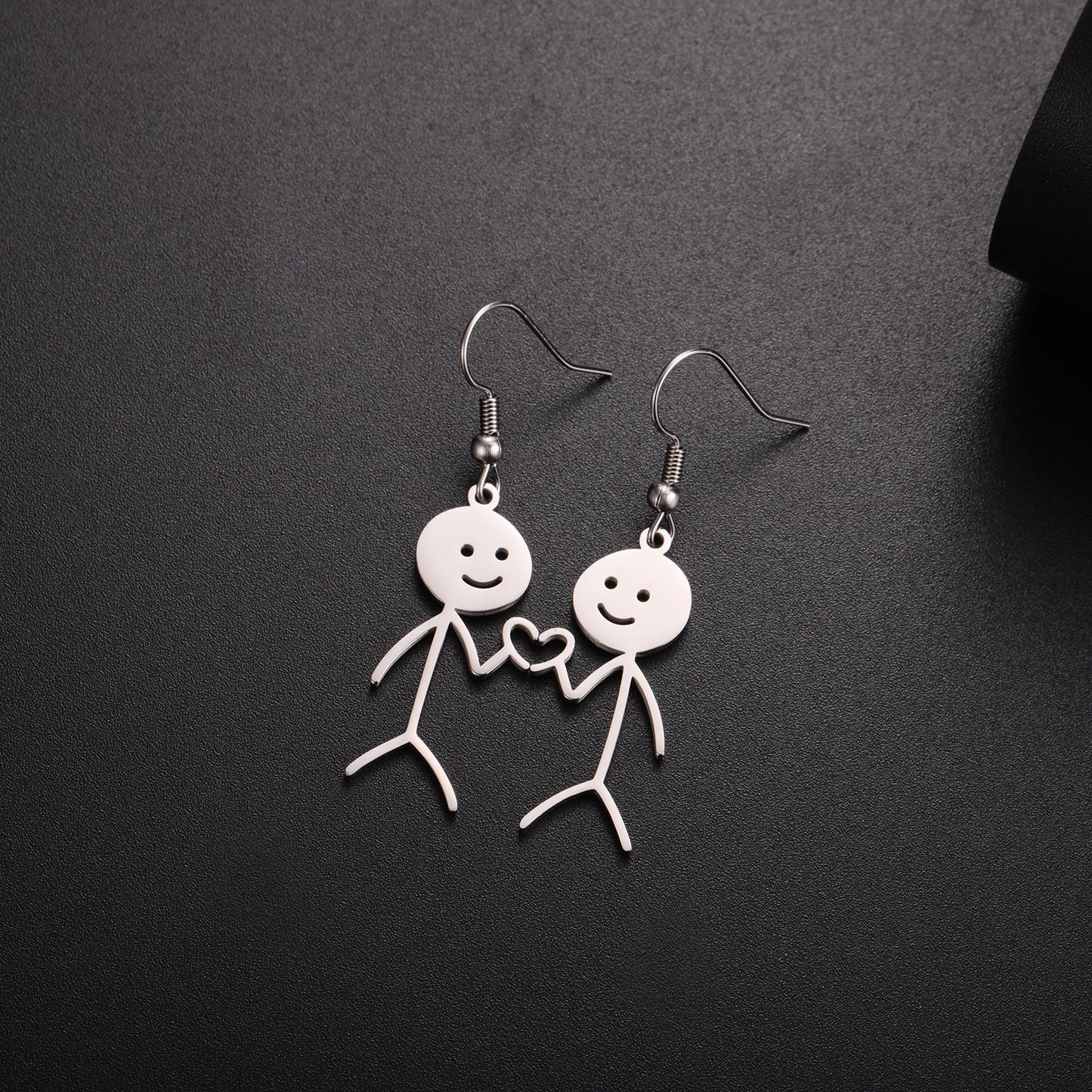 Titanium Steel Cut Hollowed Cartoon Single Side Bixin Villain Pendant Stainless Steel Earrings