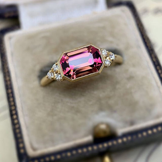 Gold Plated Inlaid Ruby Zircon Ring