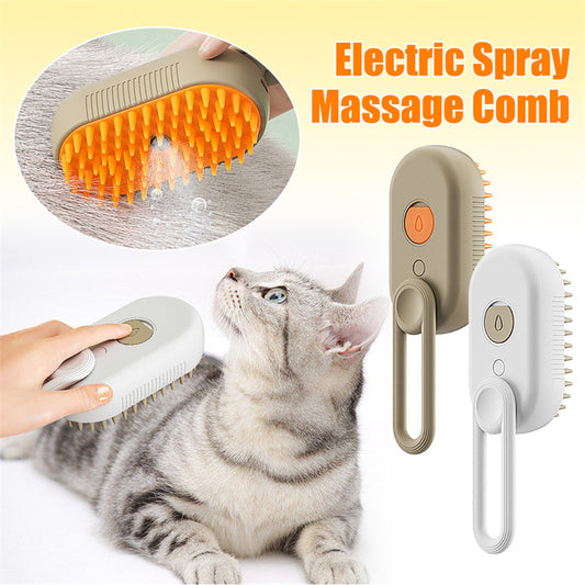 Cat Steam Brush Steamy Dog Brush 3 In 1 Electric Spray Mga Brush ng Buhok ng Cat Para sa Masahe Pag-aayos ng Alagang Hayop Suklay Pagtanggal ng Buhok Mga Suklay ng Alagang Hayop