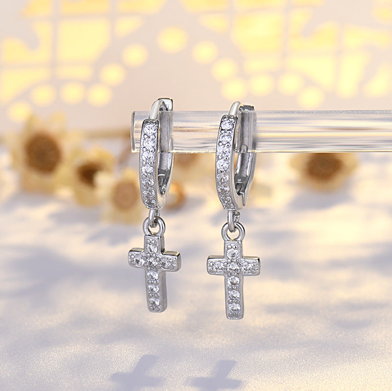 Women's Fashion Zircon Cross Earrings