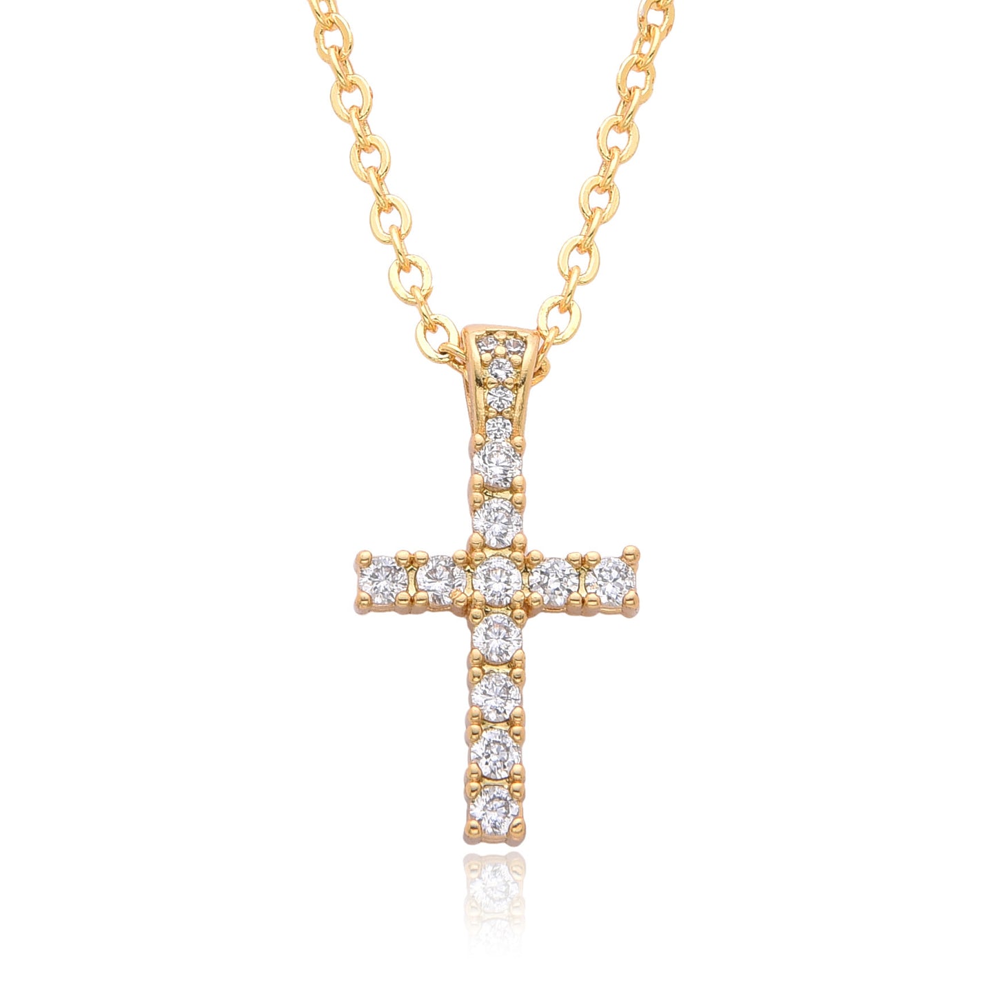 Ornament Copper Inlaid Zircon Cross Necklace Men And Women Fashion Gift Religious Cross Pendant