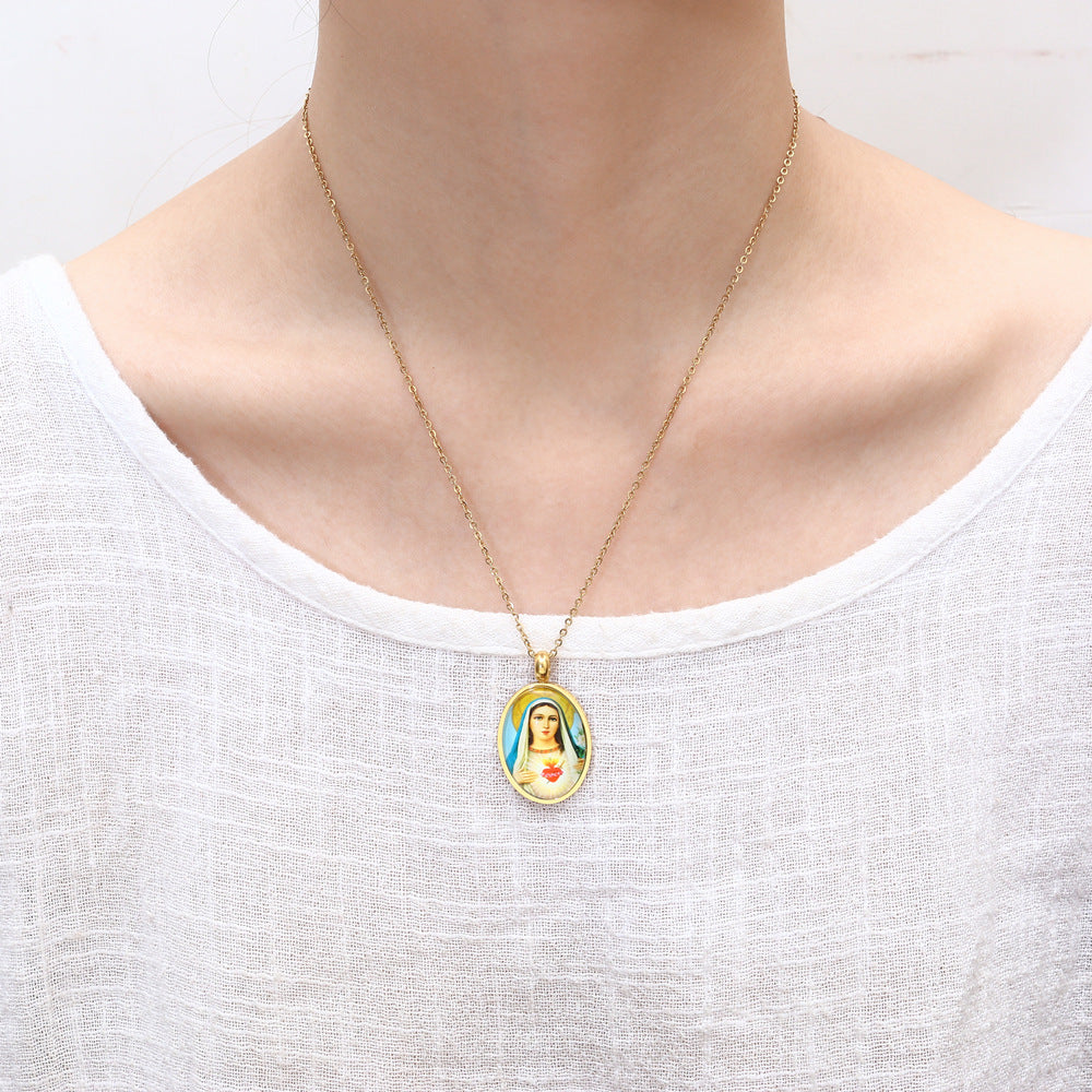 European And American Religious Virgin Mary Clavicle Necklace Women Pendant