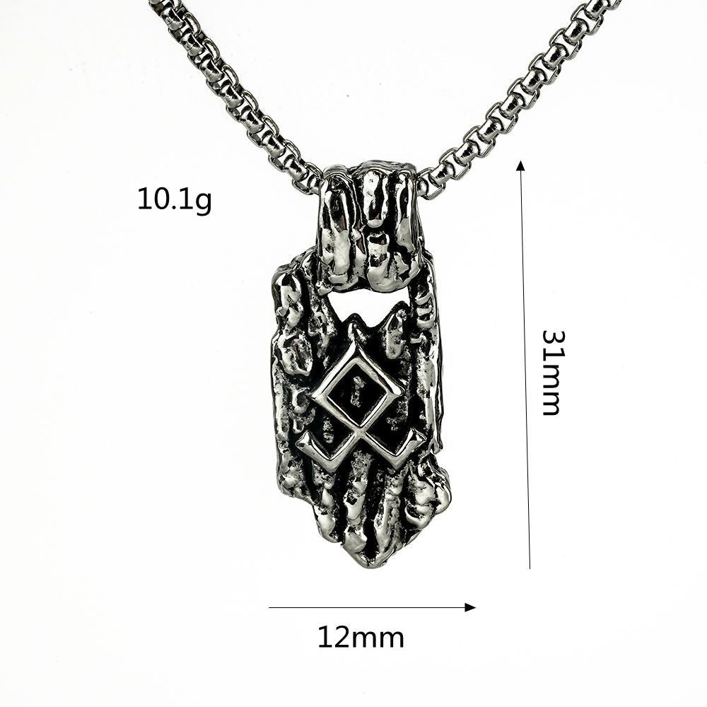 Retro Nordic Men's Stainless Steel Pendant Personalized Viking Rune Necklace Pendant