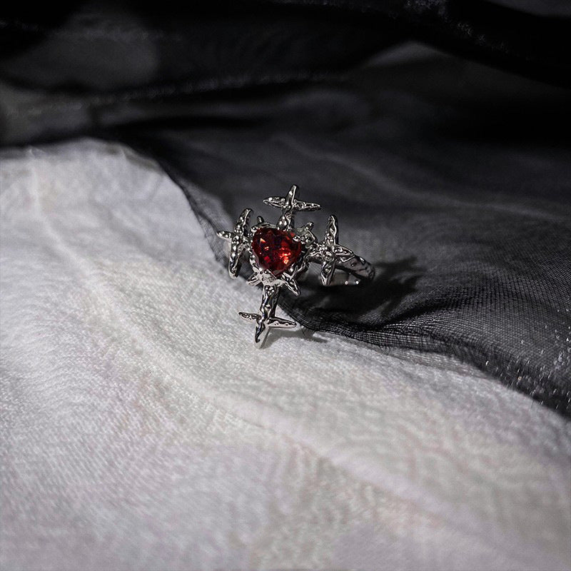 Cross Ring Niche Ruby Zircon Ring