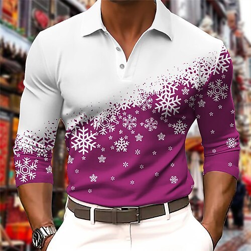 Trendy Slim-fit Contrast Colors Long-sleeved Polo Shirt