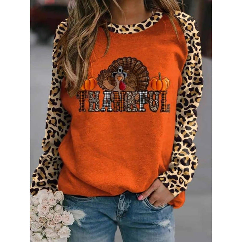 Women's Printed Long Sleeve Crew Neck Sweater