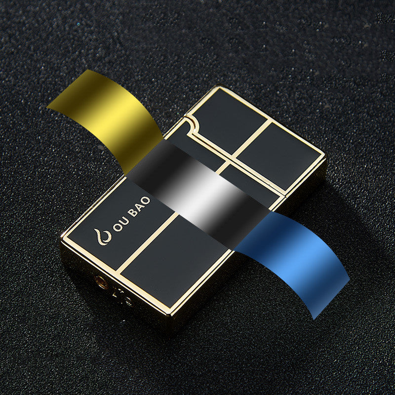 Bao B813 Gas Lighters Metal Langsheng Steel Tone Direct Punching Windproof Blue Flame Electronic Lighter