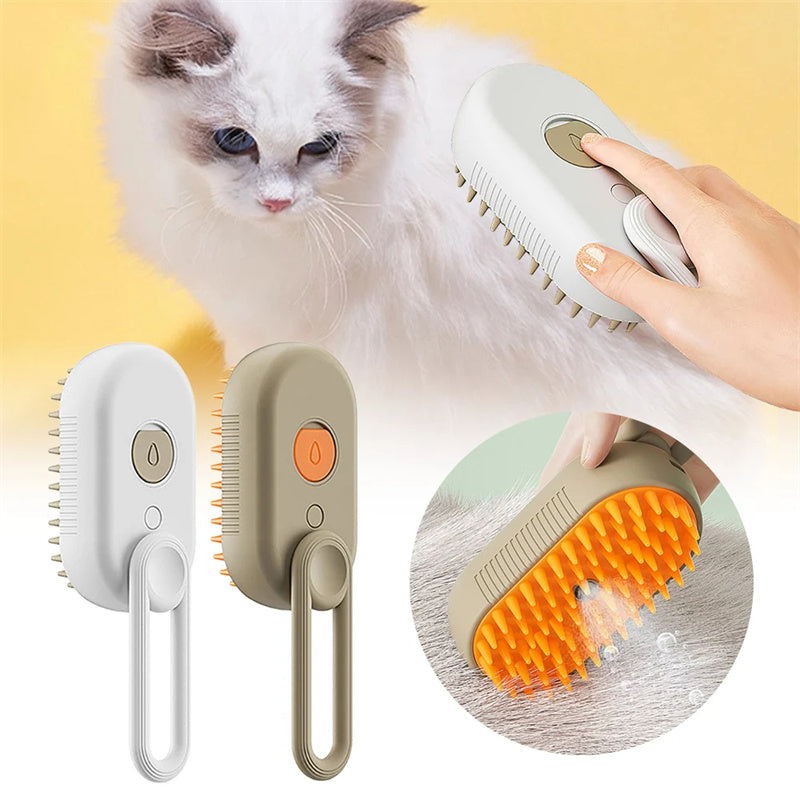 Cat Steam Brush Steamy Dog Brush 3 In 1 Electric Spray Mga Brush ng Buhok ng Cat Para sa Masahe Pag-aayos ng Alagang Hayop Suklay Pagtanggal ng Buhok Mga Suklay ng Alagang Hayop