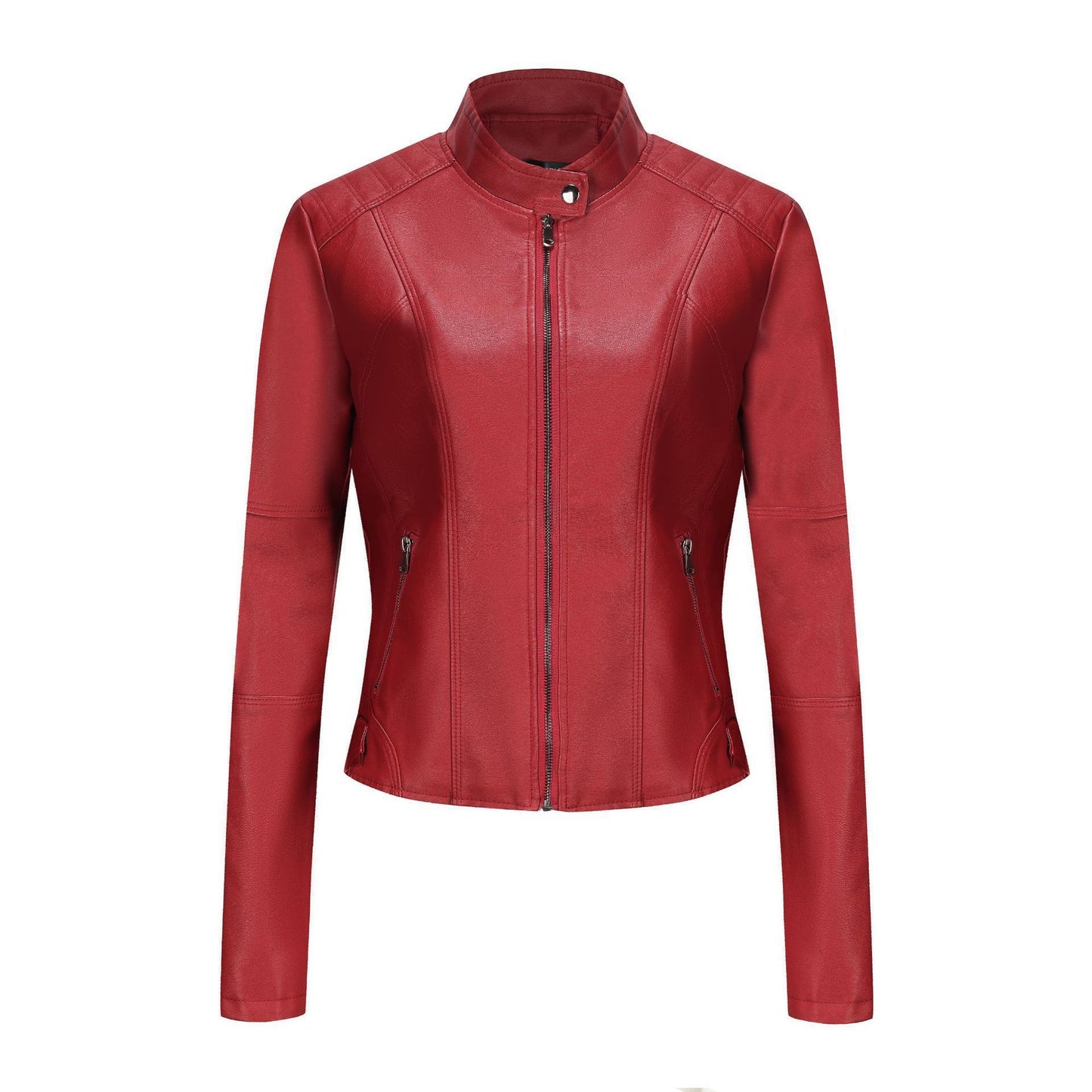 Women's Short Slim-fit Leather Coat