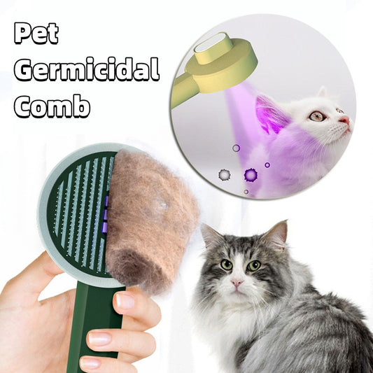 Peine esterilizador germicida para mascotas, recargable por Usb, cepillo para quitar el pelo automático, peine de belleza flotante, herramienta de aseo 