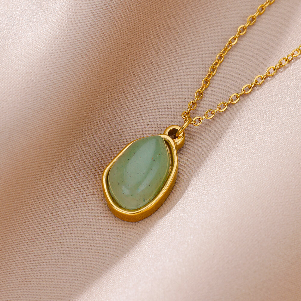 Irregular Geometric Green Pendant Necklace Clavicle Chain Female