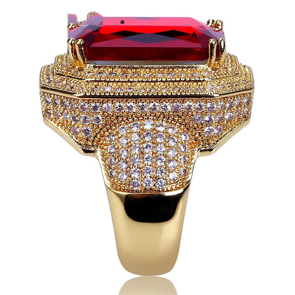 Gold-plated micro-set zircon ruby ring