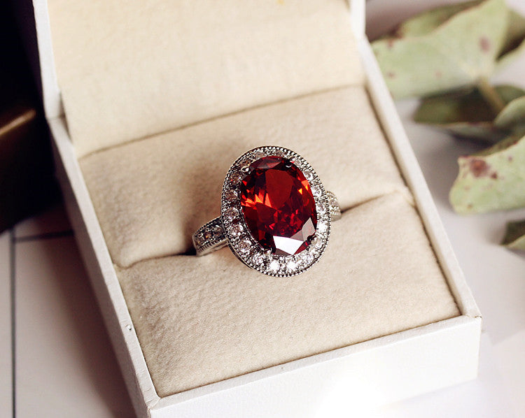 Trendy Fashion Dove Egg Deep Ruby Zircon Ring