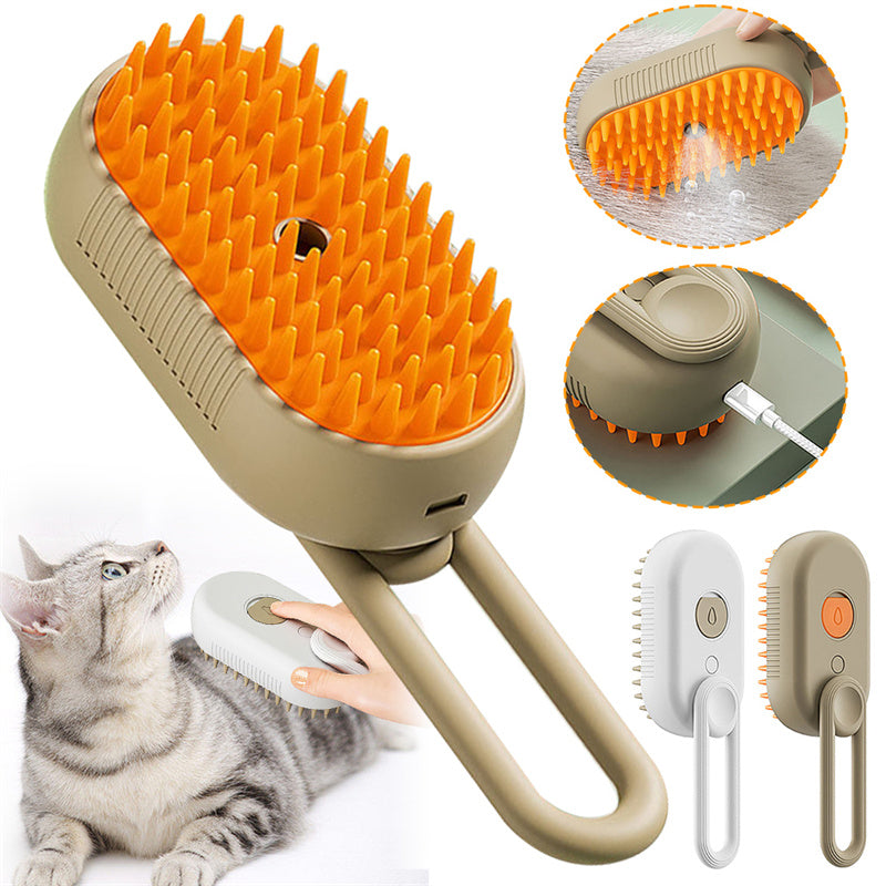 Cat Steam Brush Steamy Dog Brush 3 In 1 Electric Spray Mga Brush ng Buhok ng Cat Para sa Masahe Pag-aayos ng Alagang Hayop Suklay Pagtanggal ng Buhok Mga Suklay ng Alagang Hayop