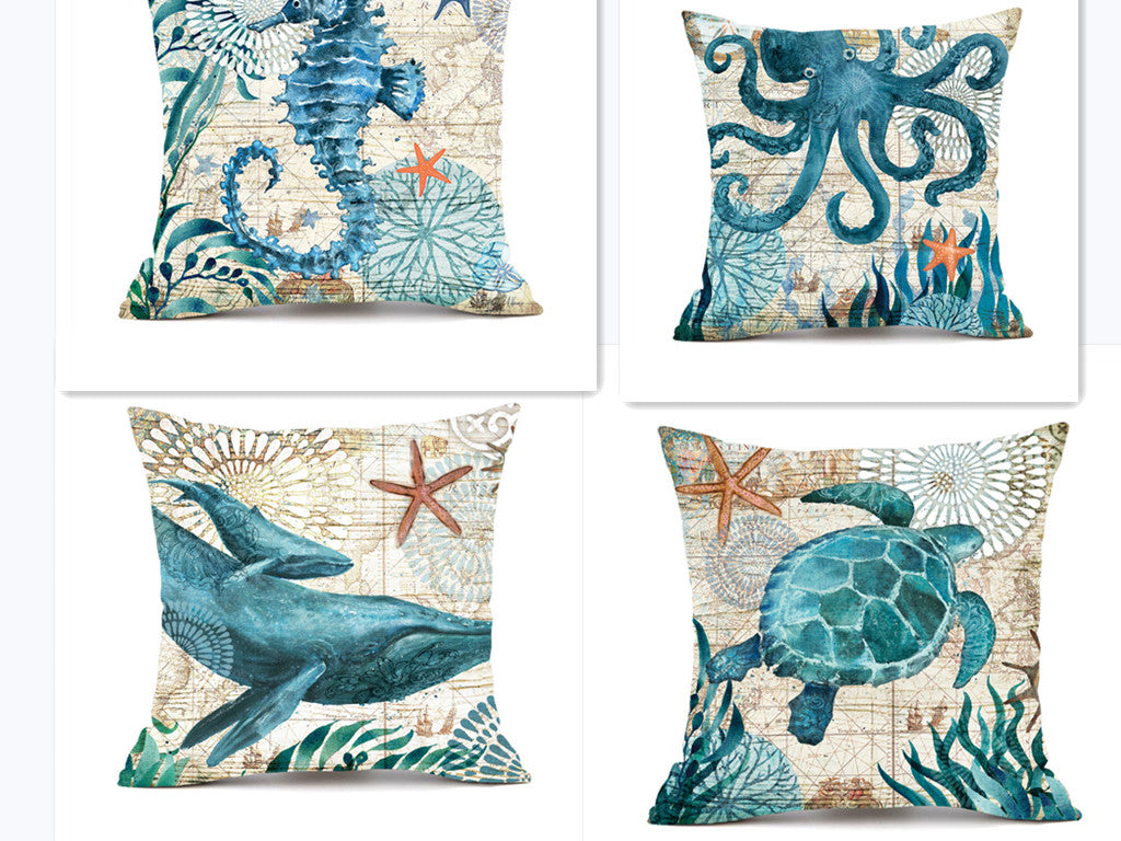 Cushion Covers Sea Turtle Printed Throw Pillow Cases Para sa Home Decor Sofa Chair Seat