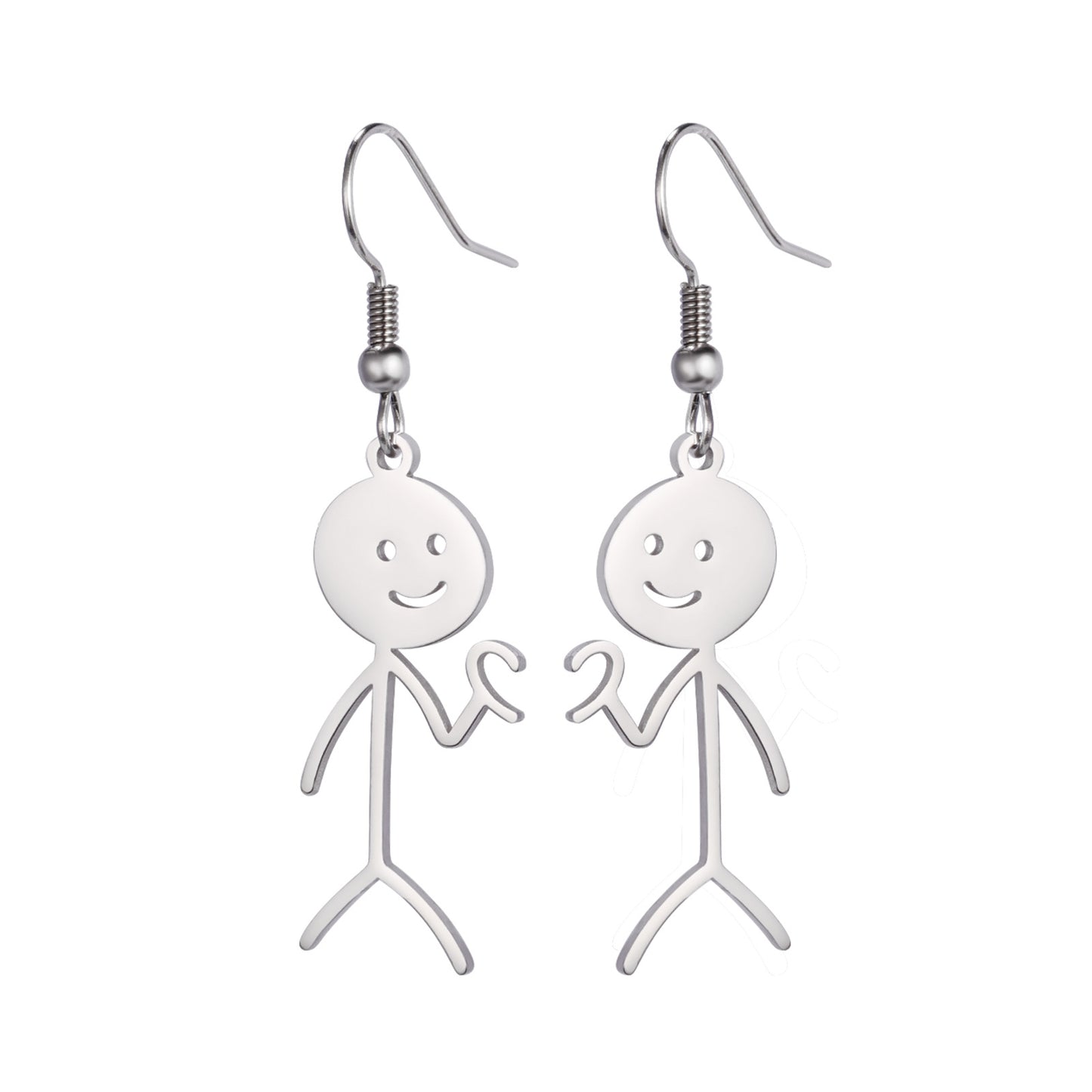 Titanium Steel Cut Hollowed Cartoon Single Side Bixin Villain Pendant Stainless Steel Earrings