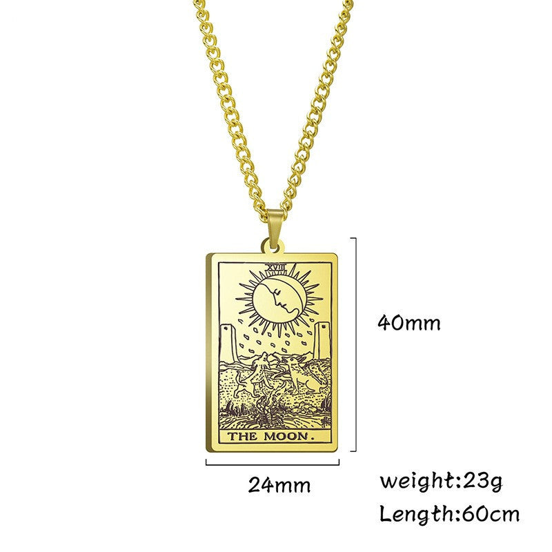 Apollo Tarot Stainless Steel Real Gold Plating Pendant Religious Ornament Christmas Gift Men's Sweater Necklace