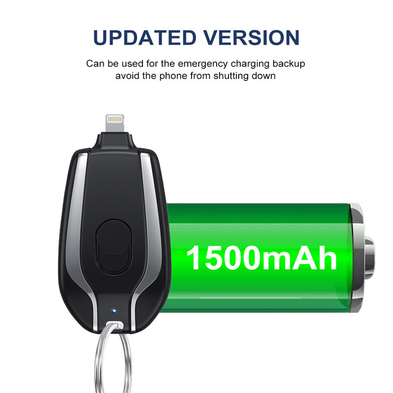 1500mAh Mini Power Emergency Pod Keychain Charger na May Type-C Ultra-Compact Mini Battery Pack na Mabilis na Nagcha-charge ng Backup na Power Bank