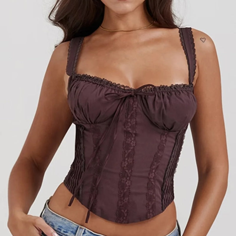 French Sexy Lace Trim Maliit na Sling Vest