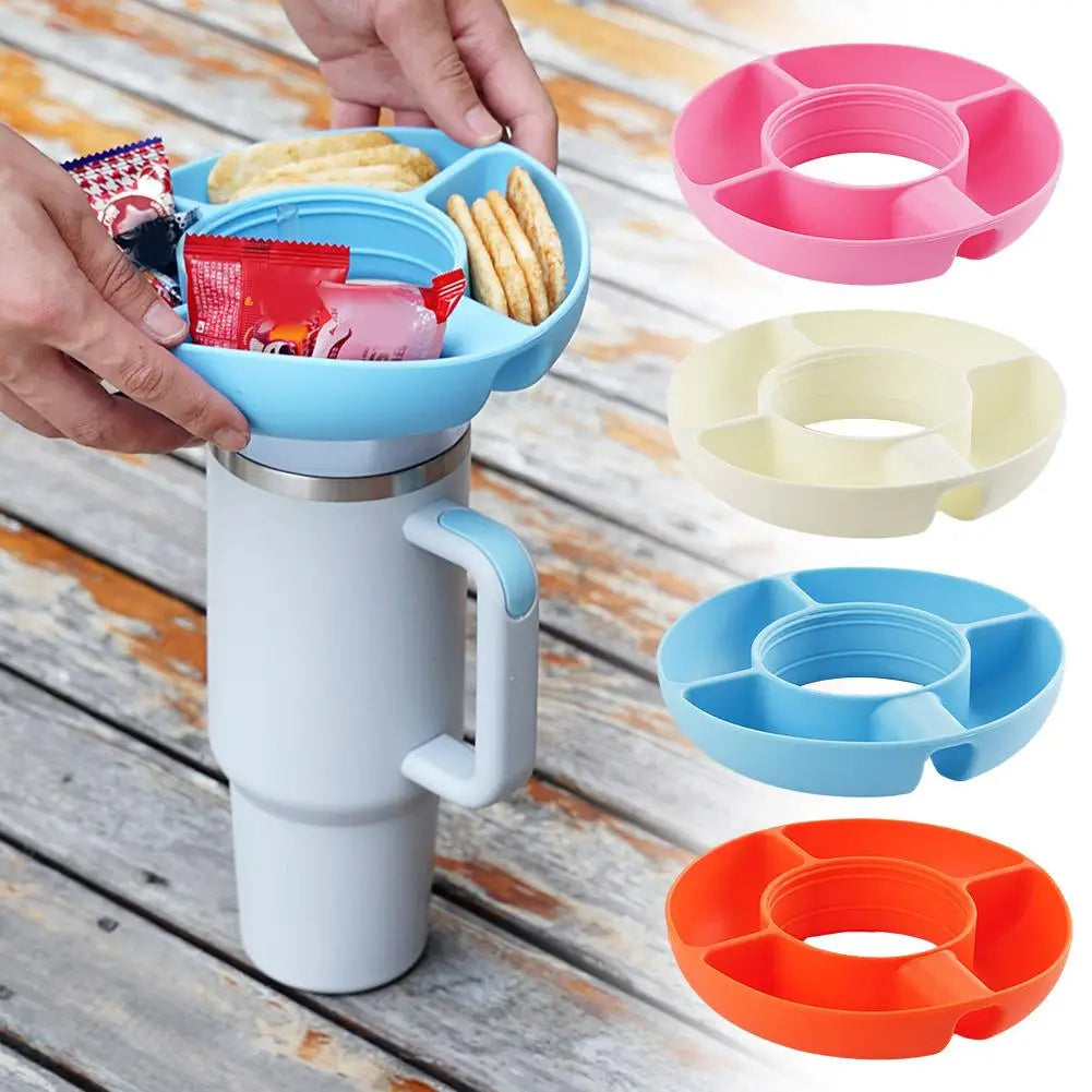 Silicone Snack Para sa Cup 40 Oz Reusable Snack Container 4 Compartment Snack Platters Cup Snack Bowl Cup Holder Food Tray