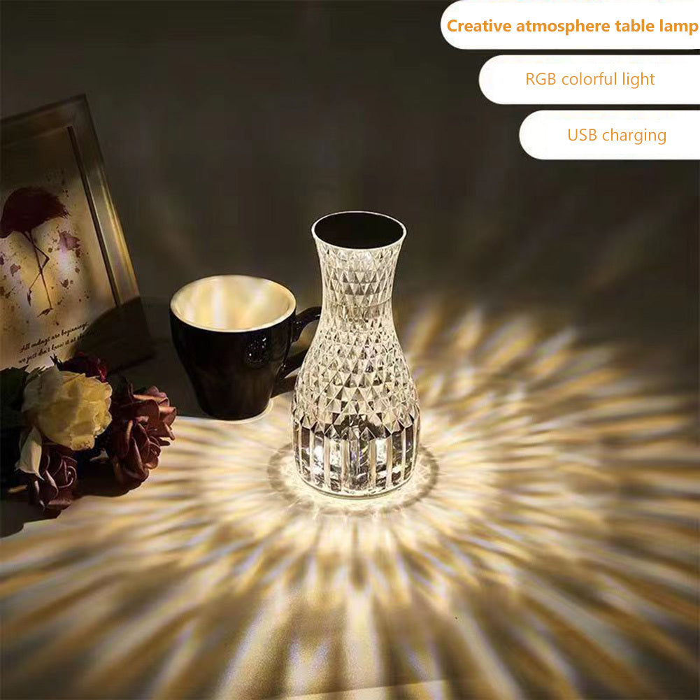 Vase Shape Atmosphere Crystal Lamp Romantic Bedside Diamond Table Lamp  Home Christmas Decorations LED Lights