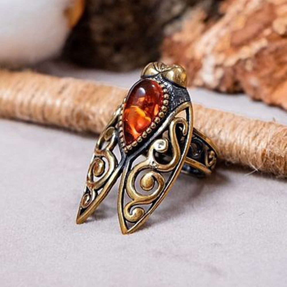 Vintage Electroplated Animal Ruby Ring