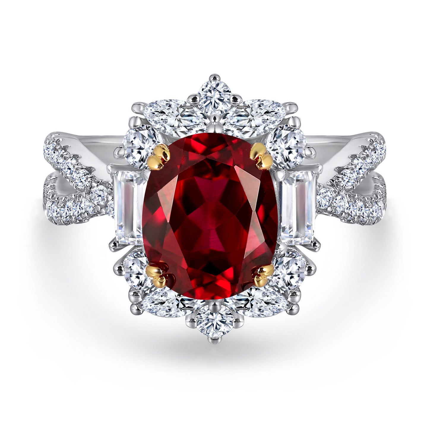 S925 Silver Fashion Personality Sweet Imitation Ruby Ring