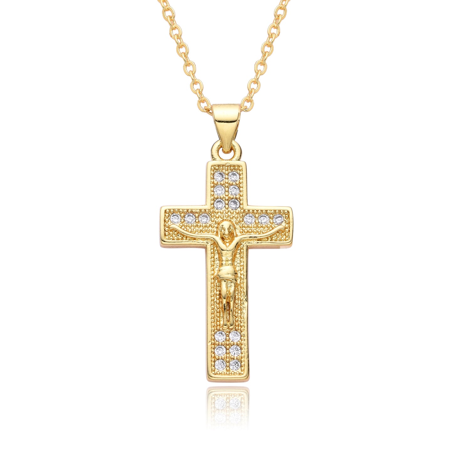 Ornament Copper Inlaid Zircon Cross Necklace Men And Women Fashion Gift Religious Cross Pendant