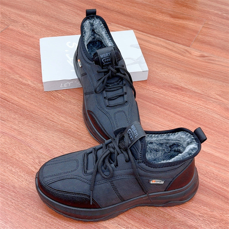 Winter Fleece Lined Padded Warm Keeping Men's Casual Sports Cotton Shoes