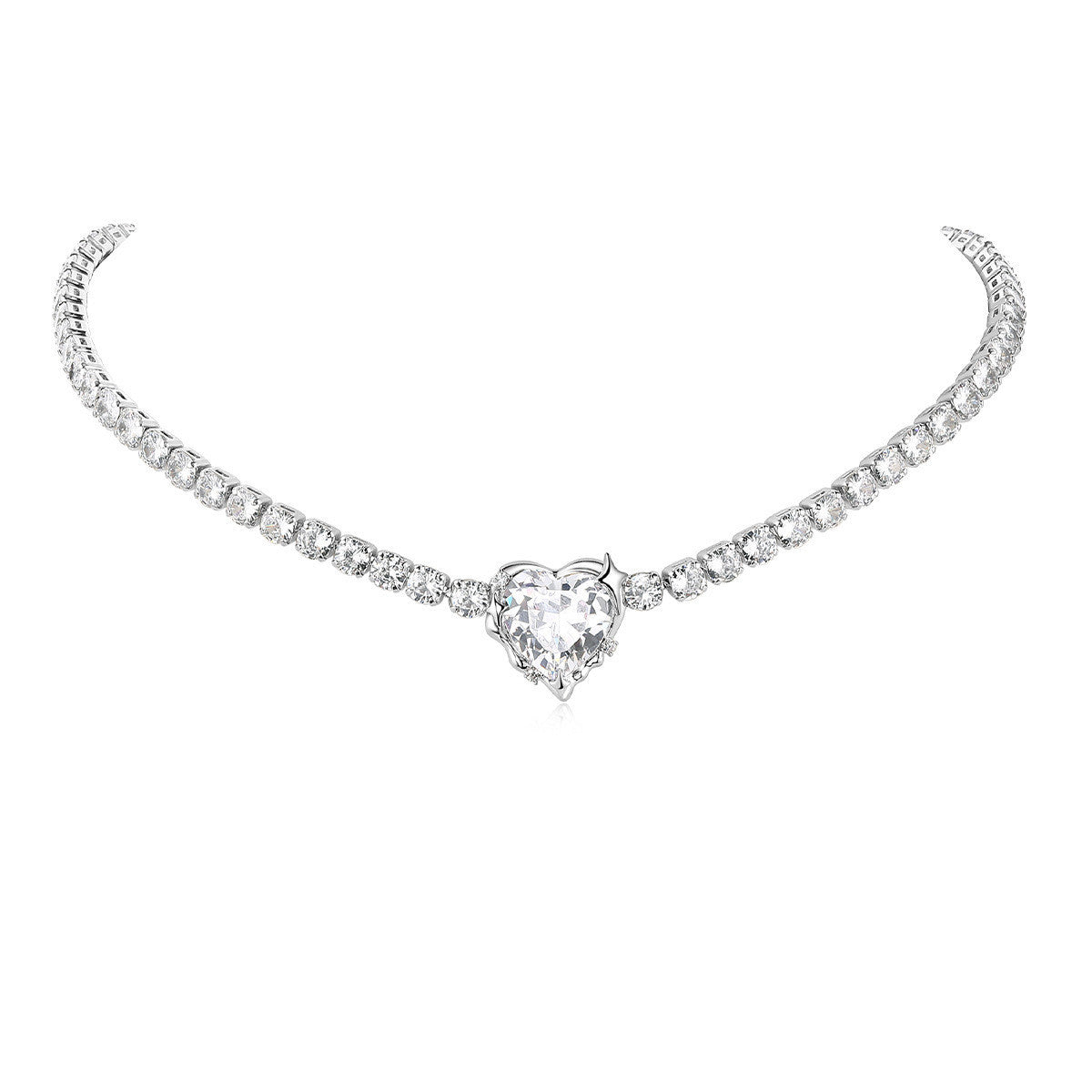 Women's Graceful And Fashionable Geometric Heart-shaped Zircon Necklace