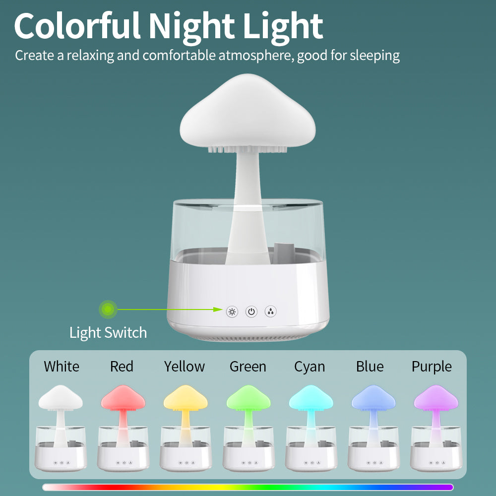 2-in-1 Desk Humidifier Rain Cloud Aromatherapy Essential Oil Zen Diffuser at Raining Cloud Night Light Mushroom Lamp