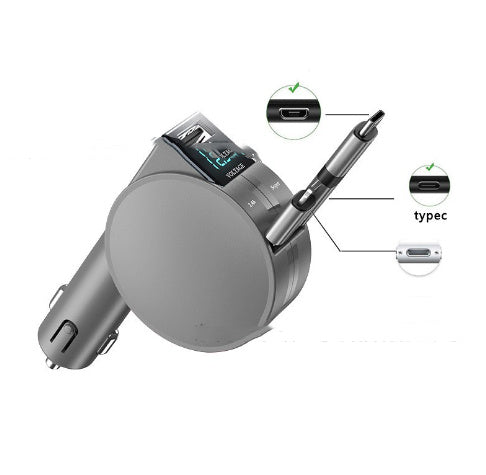 Two Wire Retractable 60 Fast Charging Car Charger