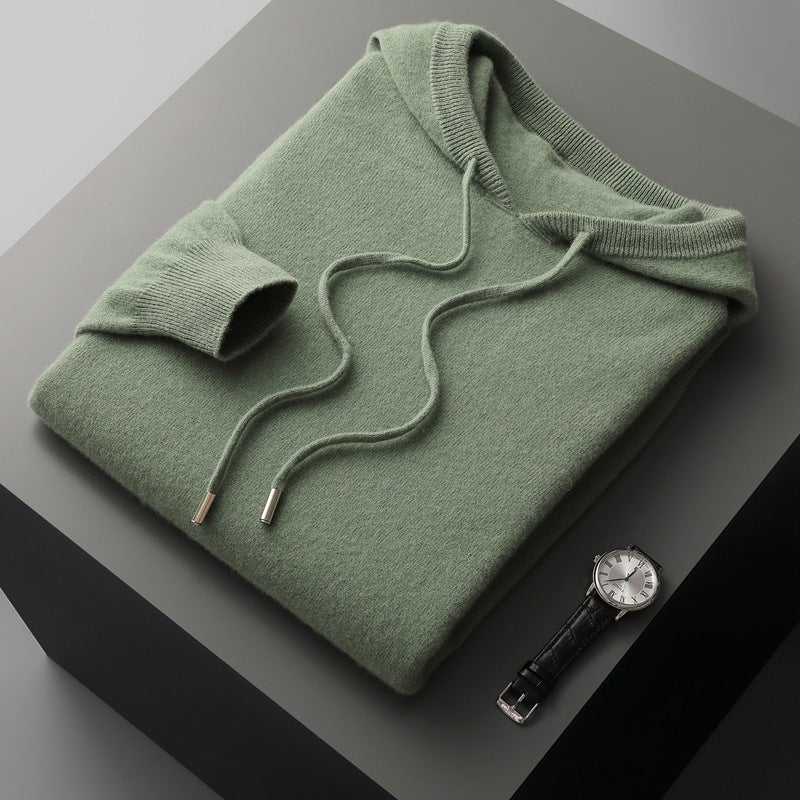 Wool Hoodie Men's Hooded Long-sleeved Sweater Pullover