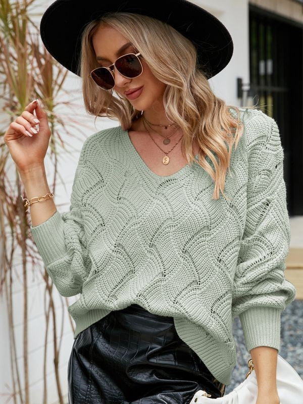 Women's Long-sleeved Solid Color Pullover Loose Sweater