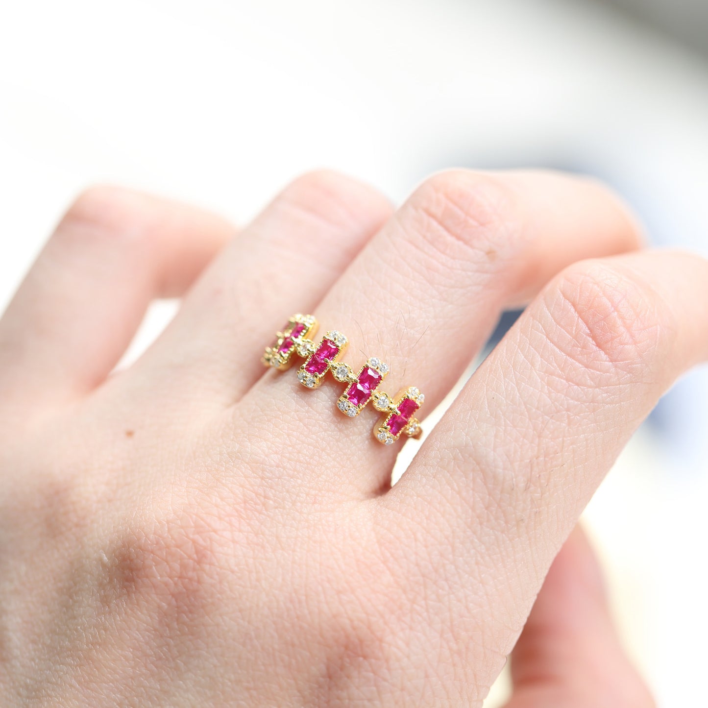 Palace style ruby square ring