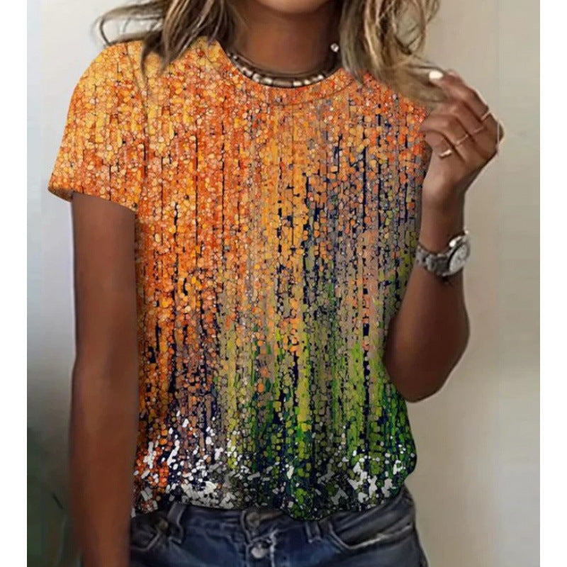 Women's Fashion 3D Printed Casual Short Sleeve