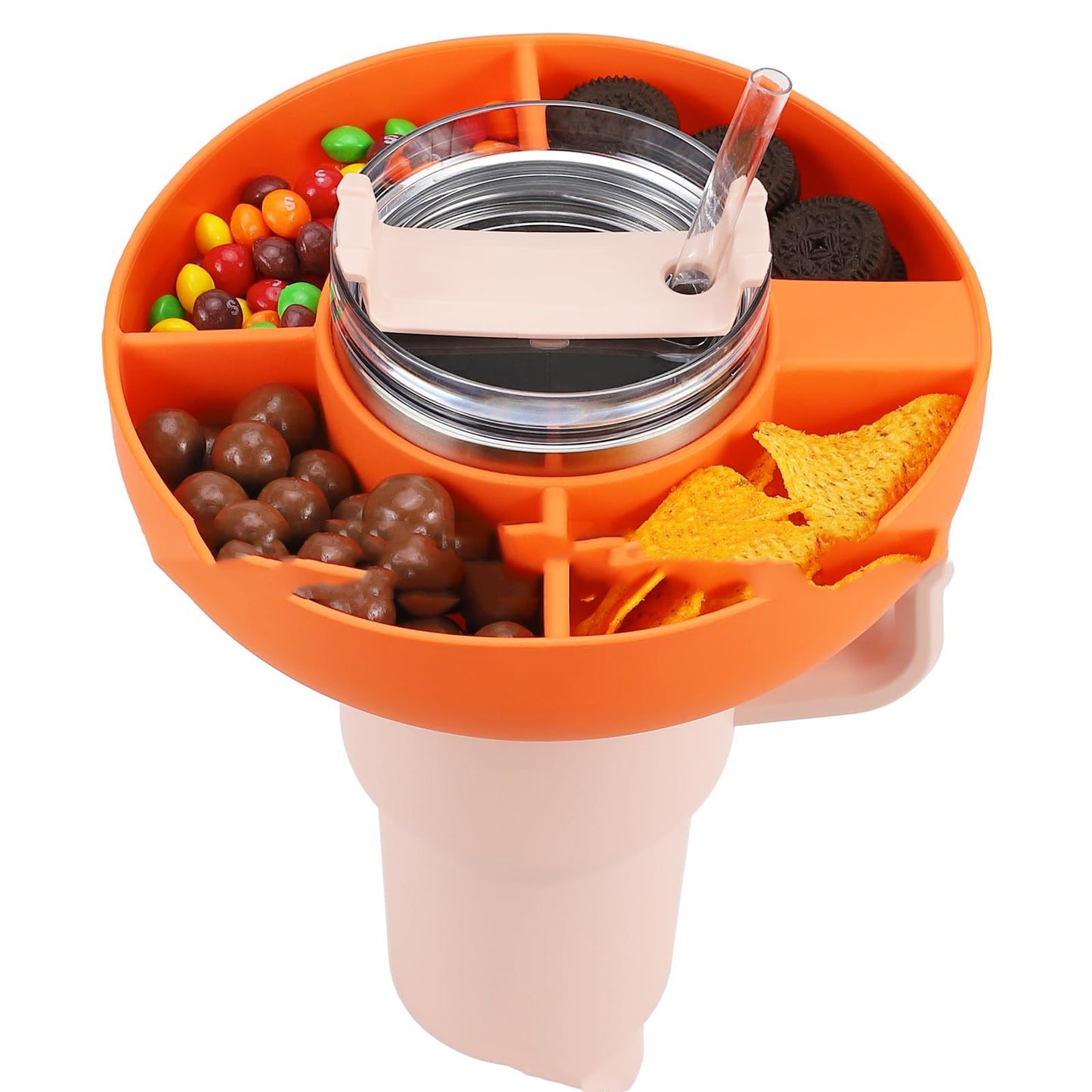 Silicone Snack Para sa Cup 40 Oz Reusable Snack Container 4 Compartment Snack Platters Cup Snack Bowl Cup Holder Food Tray