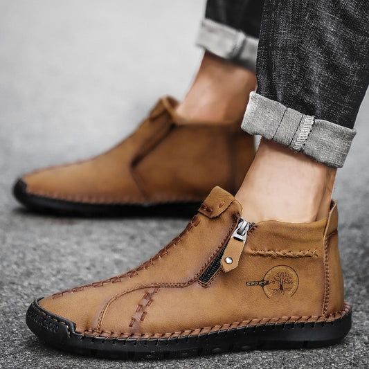 High-top Handmade Leather Shoes Thick Bottom Boots